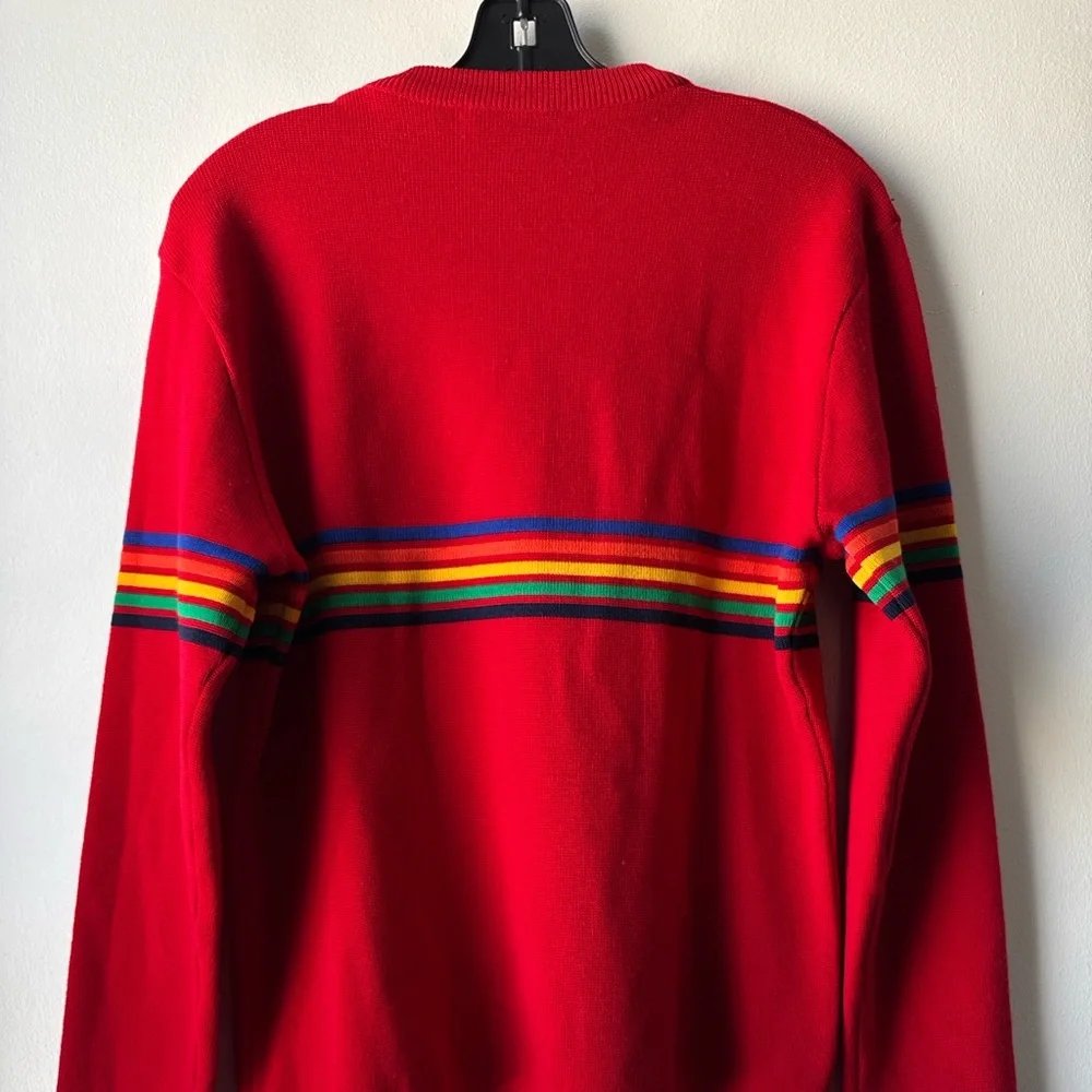 Vintage Herman’s Wool Red Sweater with Multicolor Stripes
